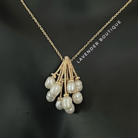 NEW 14K Gold Plated natural freshwater pearl Necklace - Picture 4 of 7
